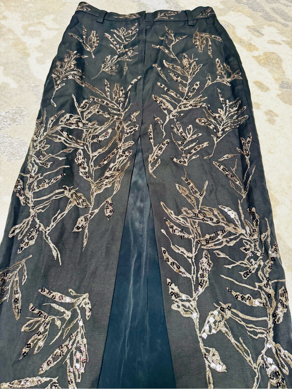 Brunello Cucinelli Gray and Black Tailored Waistband Skirt